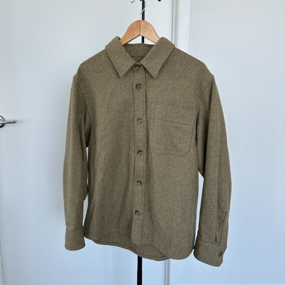 A.P.C. wool-blend button up shirt jacket (shacket) - khaki, large